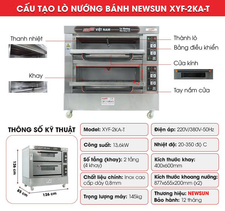 Cấu tạo lò nướng 2 tầng XYF-2KA-T Cấu tạo lò nướng 2 tầng XYF-2KA-T