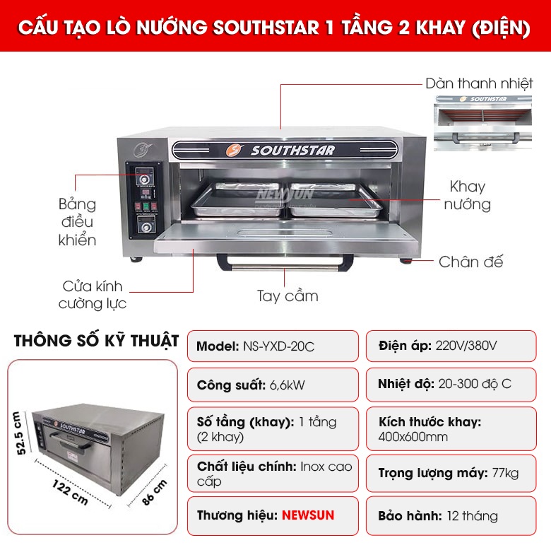 Cấu tạo lò nướng Southstar 2 khay Cấu tạo lò nướng Southstar 2 khay