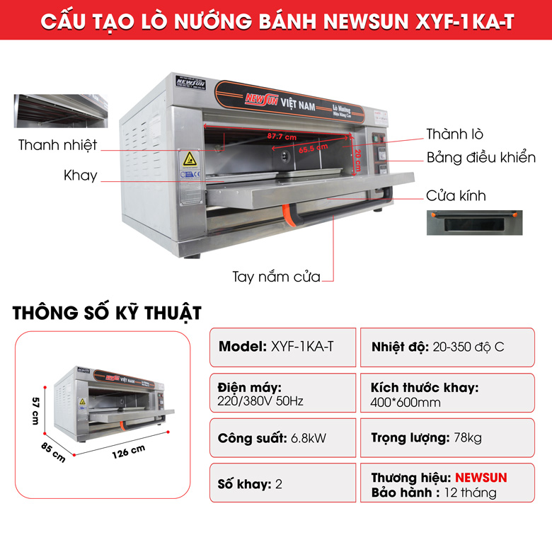 Cấu tạo lò nướng bánh XYF-1KA-T