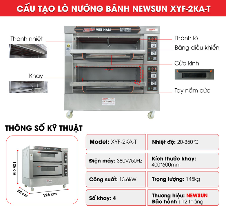 Cấu tạo lò nướng bánh XYF-2KA-T