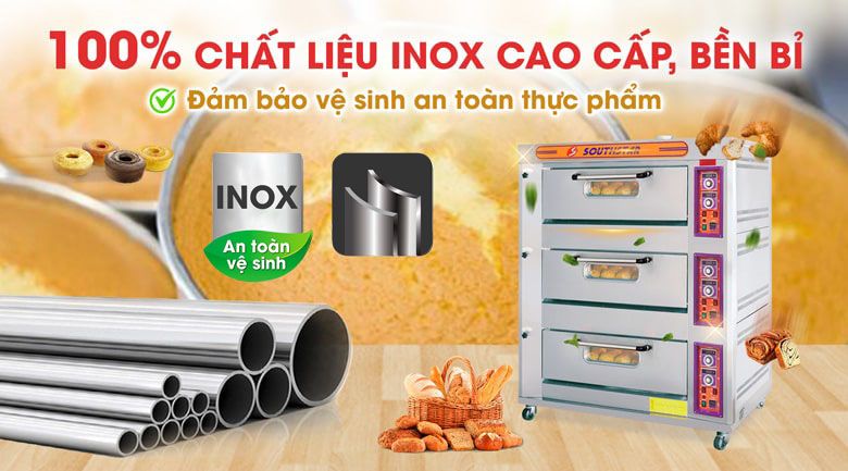 Chất liệu inox cao cấp, bền bỉ đảm bảo vệ sinh an toàn thực phẩm