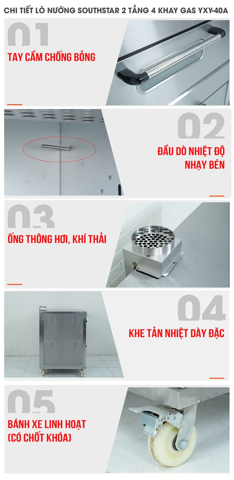 Chi tiết lò Southstar 2 tầng 4 khay gas YXY-40A