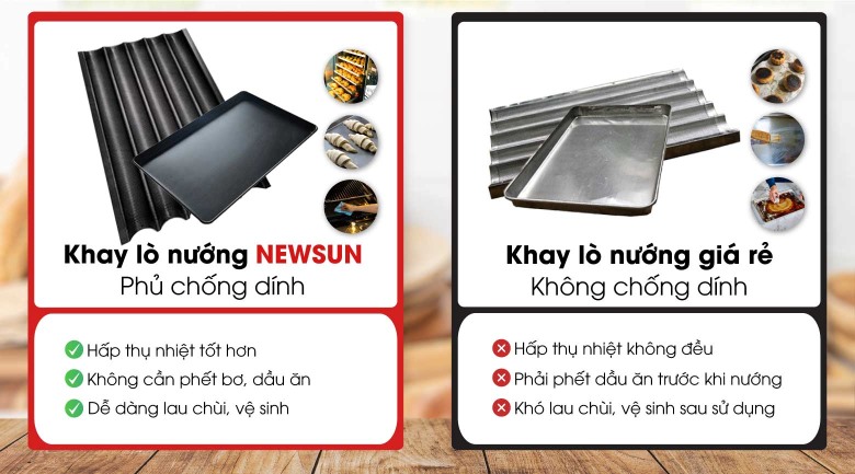 Trang bị khay lò nướng 2 loại chống dính và không chống dính