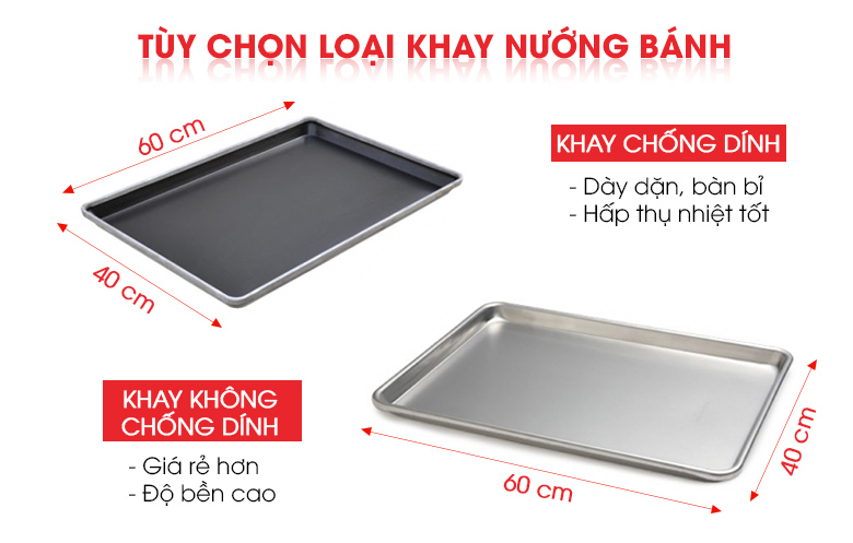 Tùy chọn 2 loại khay chống dính hoặc không chống dính