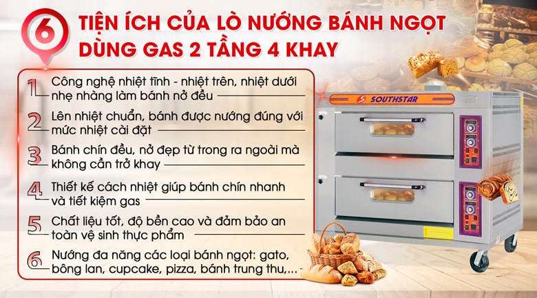 Những tiện ích của lò nướng bánh ngọt dùng gas