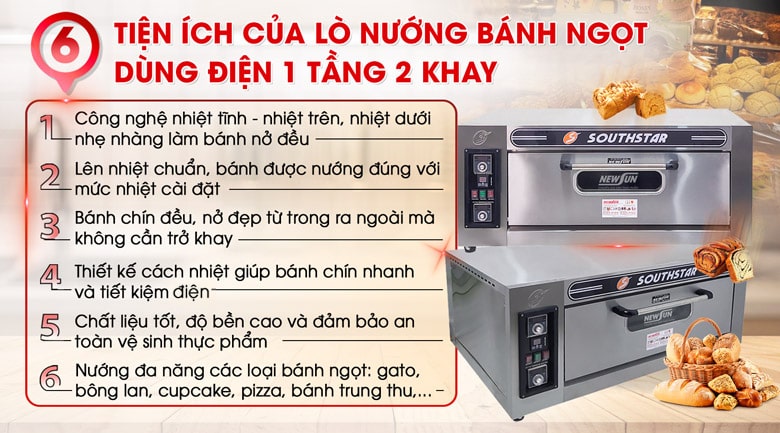 Những tiện ích của lò nướng bánh ngọt dùng điện 1 tầng 2 khay