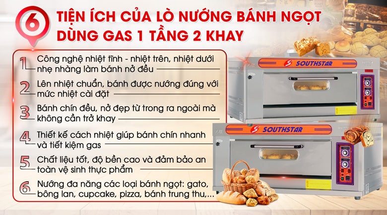 Những tiện ích của lò nướng bánh ngọt dùng điện 1 tầng 2 khay