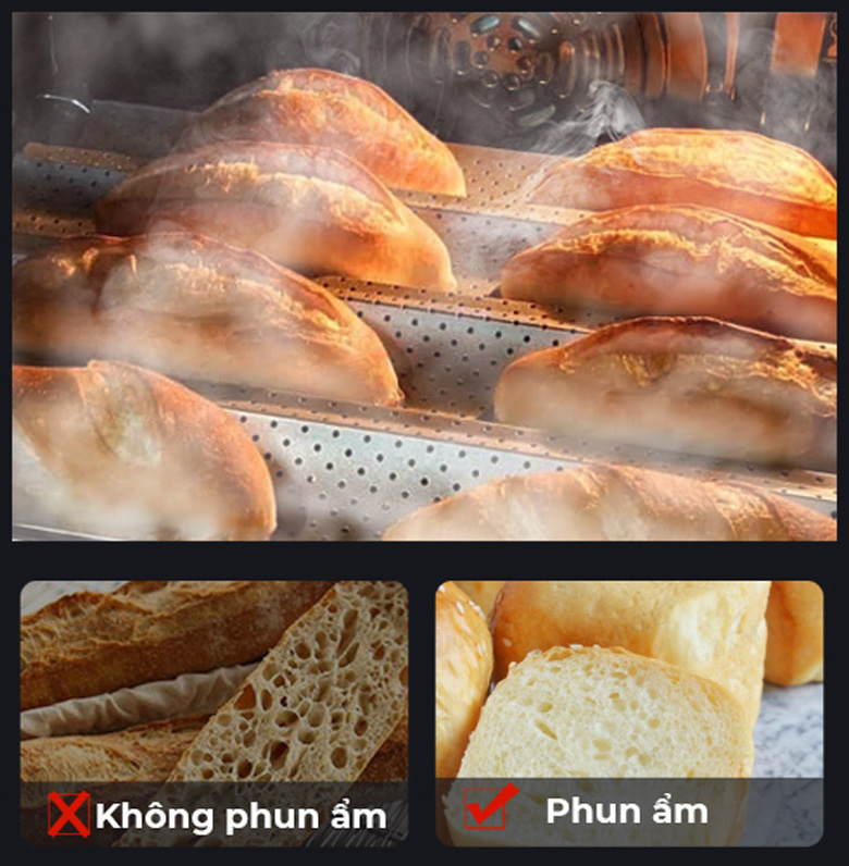 Hệ thống phun sương tự động, nướng bánh mì bông xốp 