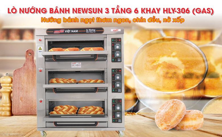 Lò nướng bánh 3 tầng 6 khay HLY-306 Gas