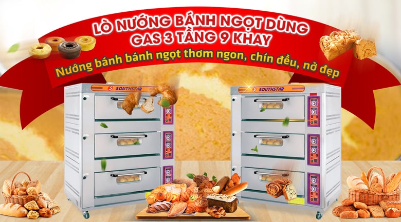 Lò nướng Southstar 3 tầng 9 khay gas