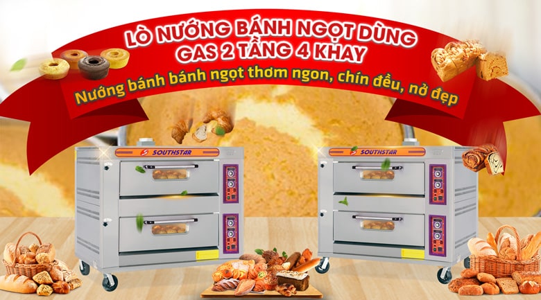 Lò nướng Southstar 2 tầng 4 khay gas