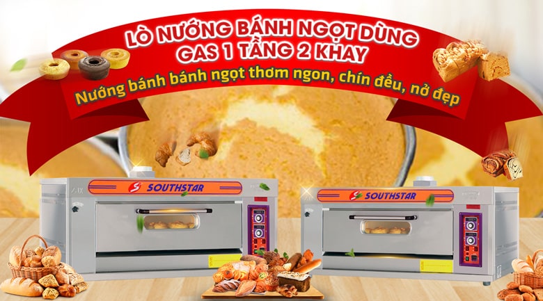 Lò nướng Southstar 1 tầng 2 khay gas