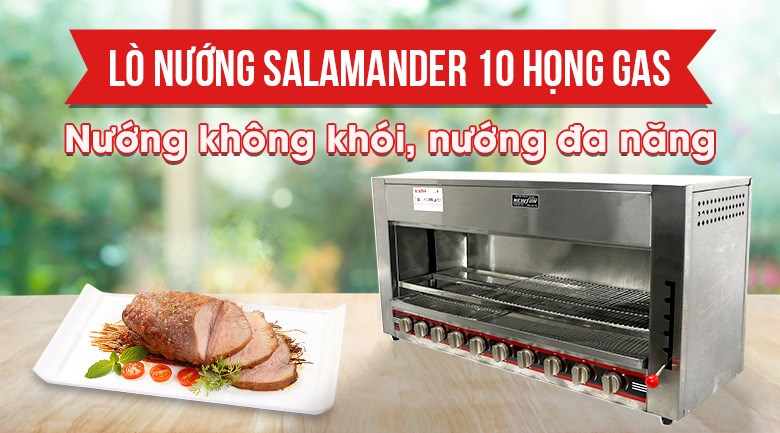 Lò nướng Salamander 10 họng chạy gas