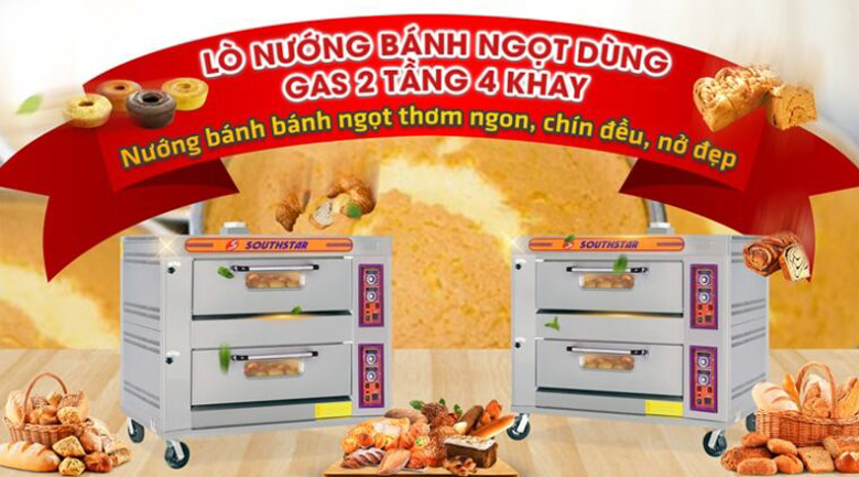 Lò nướng Southstar 2 tầng 4 khay dùng gas