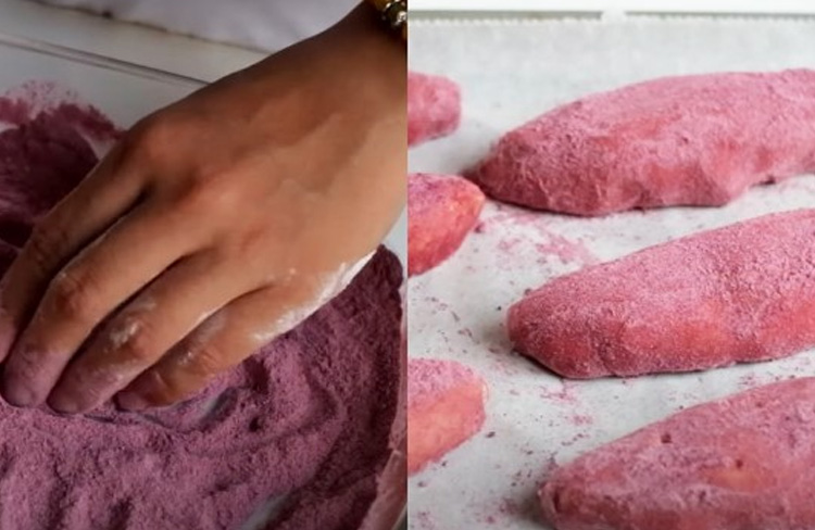 bánh mì khoai lang tím nhào bột