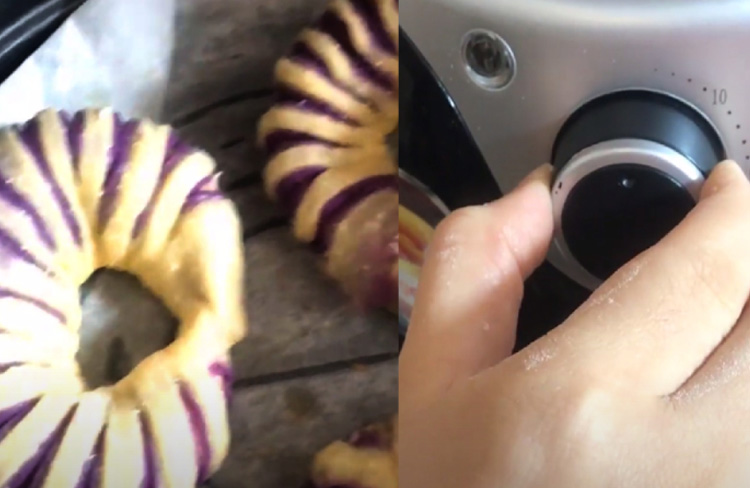 bánh mì khoai lang tím bàng nồi chiên không dầu