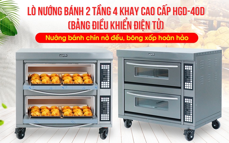 Lò nướng bánh dùng điện 2 tầng 4 khay cao cấp HGD-40D