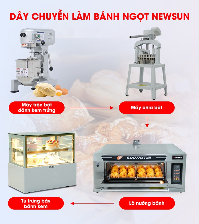 Tham khảo bộ dây chuyền làm bánh ngọt cơ bản