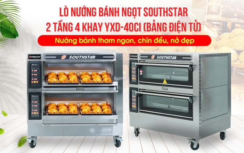 Lò nướng Southstar điện 2 tầng 4 khay cao cấp Lò nướng Southstar điện 2 tầng 4 khay cao cấp