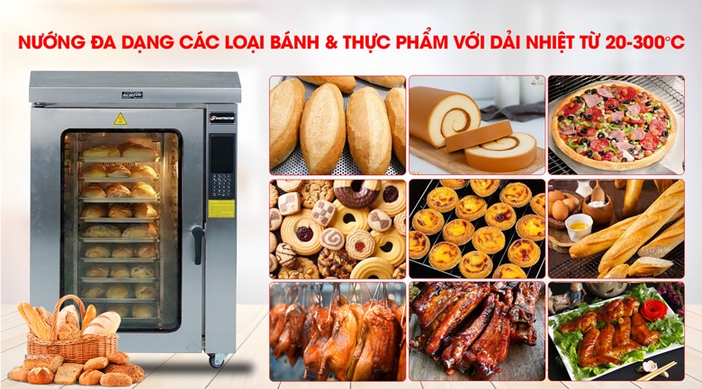 Phạm vị nhiệt rộng, nướng đa dạng loại bánh và thực phẩm Phạm vị nhiệt rộng, nướng đa dạng loại bánh và thực phẩm